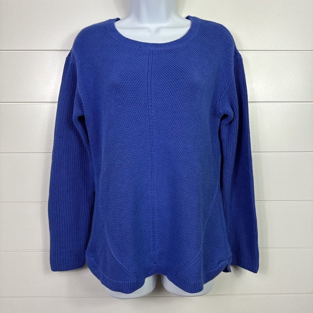 Talbots Pima Cotton Long Sleeve Tight Knit Pullover Sweater Blue sz S
